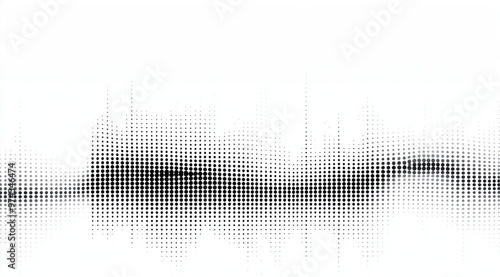 Abstract black and white digital illustration of map made from lines, dots, and particles on a white background. 