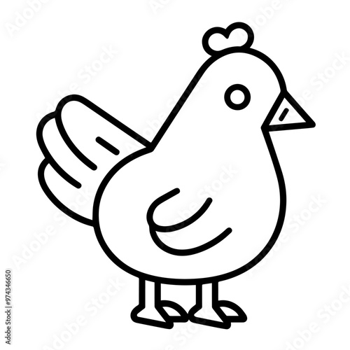 Clean vector outline of a chicken icon for versatile applications.