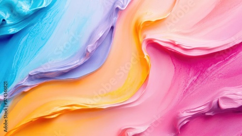 Abstract wet brushstrokes, dynamic motion, multicolor palette, watercolor style