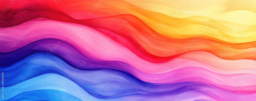 Bright abstract waves, dynamic paint strokes, vivid hues, smooth gradient transitions, Watercolor style Bright abstract waves, dynamic paint strokes, vivid hues, smooth gradient transitions, Watercolor style