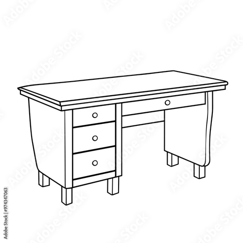 Clean vector outline of a desk icon for versatile applications.