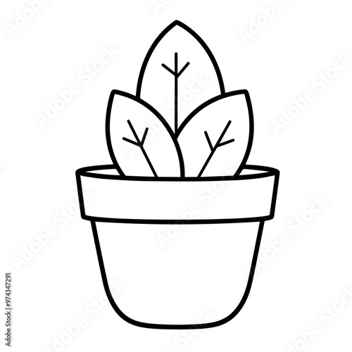 Minimalist vector outline of a plant pot icon for versatile use.