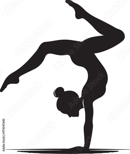 Gymnastics black silhouette vector icon, Gymnastics man and woman black vector.