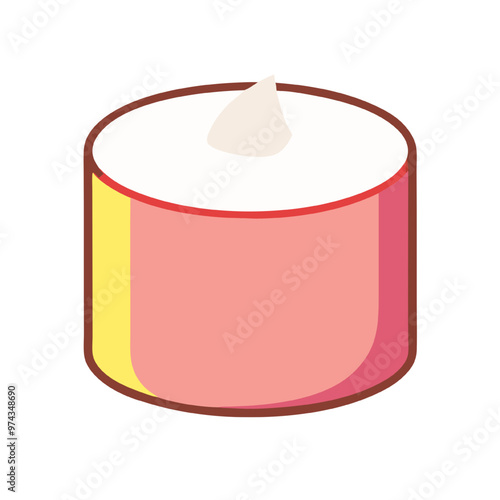 Pink Serenity: A minimalist vector illustration of a softly glowing pink candle, radiating warmth and tranquility.  