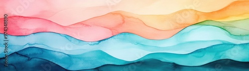 Light abstract design, fluid brush effects, soft color palette, watercolor style