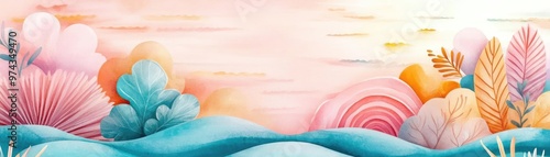 Muted tones, decorative strokes, intricate abstract patterns, watercolor style