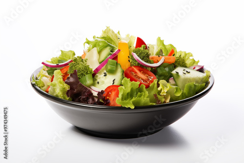 delicious salad on isolated white background