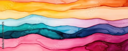 Pigment dispersion, drifting fluidity, vibrant tonal contrast, watercolor style