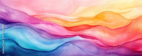 Soft strokes, ripple waves, blending vibrant hues, watercolor style