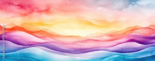 Soft strokes, ripple waves, blending vibrant hues, watercolor style