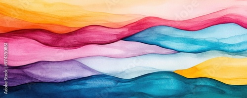Vivid strokes, abstract ripples, flowing hues, watercolor style