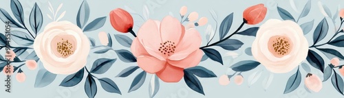 Wet brush effects, delicate patterns, pale muted tones, watercolor style