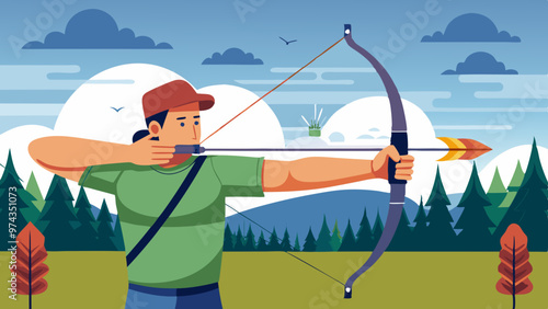 A man is drawing a man with a bow and arrow