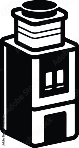 Water cooler silhouette Vector Icon, Illustration on black and white.