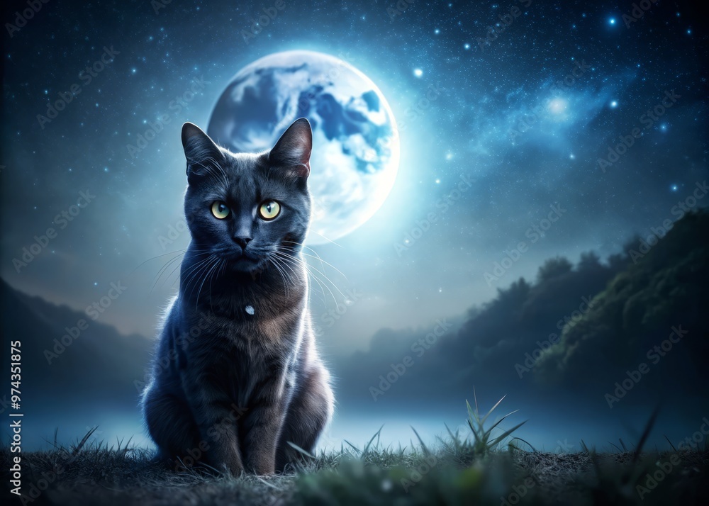 Obraz premium Mysterious Midnight Meow