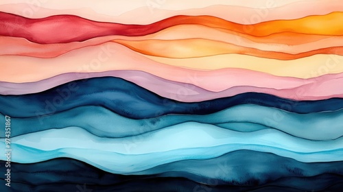 Abstract pigment flow, drifting waves, muted tones, watercolor style