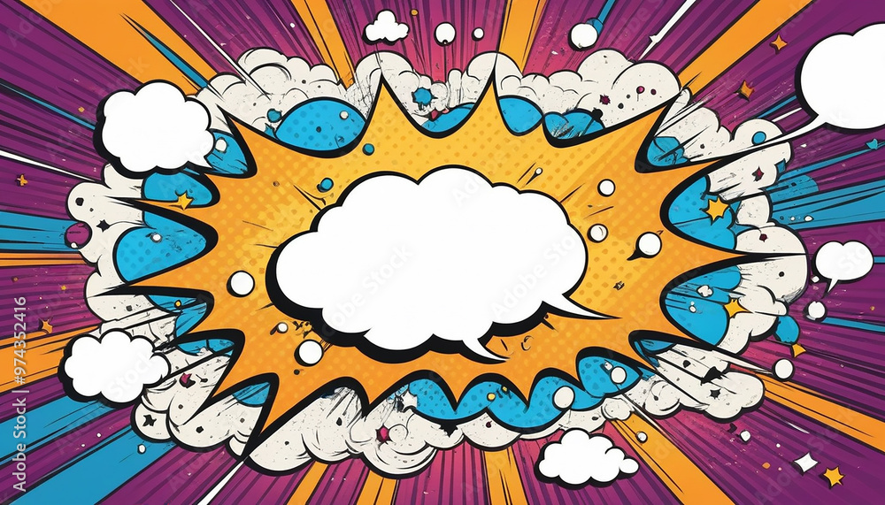Comic art style exploding pop speech bubble background. AI Generate Comic art style exploding pop speech bubble background. AI Generate