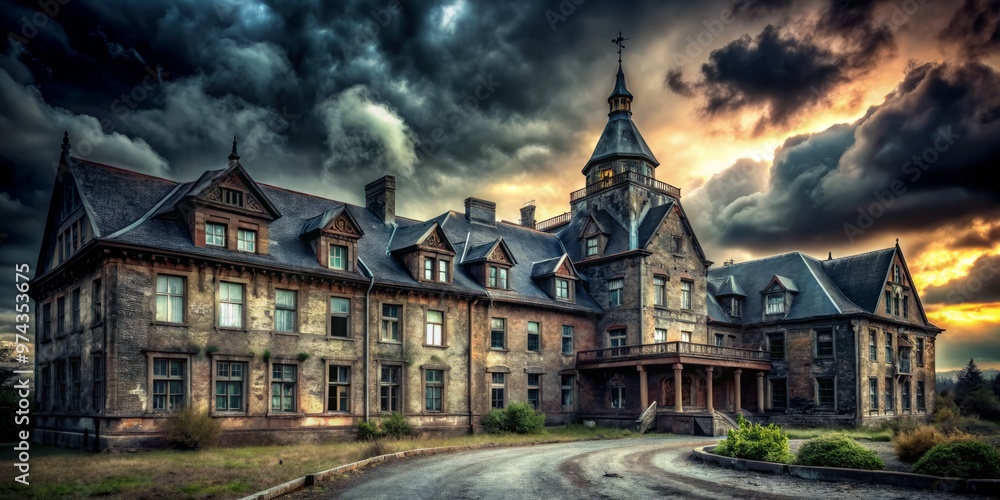 Obraz premium Ominous creepy abandoned asylum dark atmosphere style