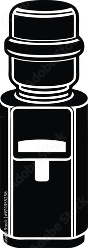 Water cooler silhouette Vector Icon, Illustration on black and white.