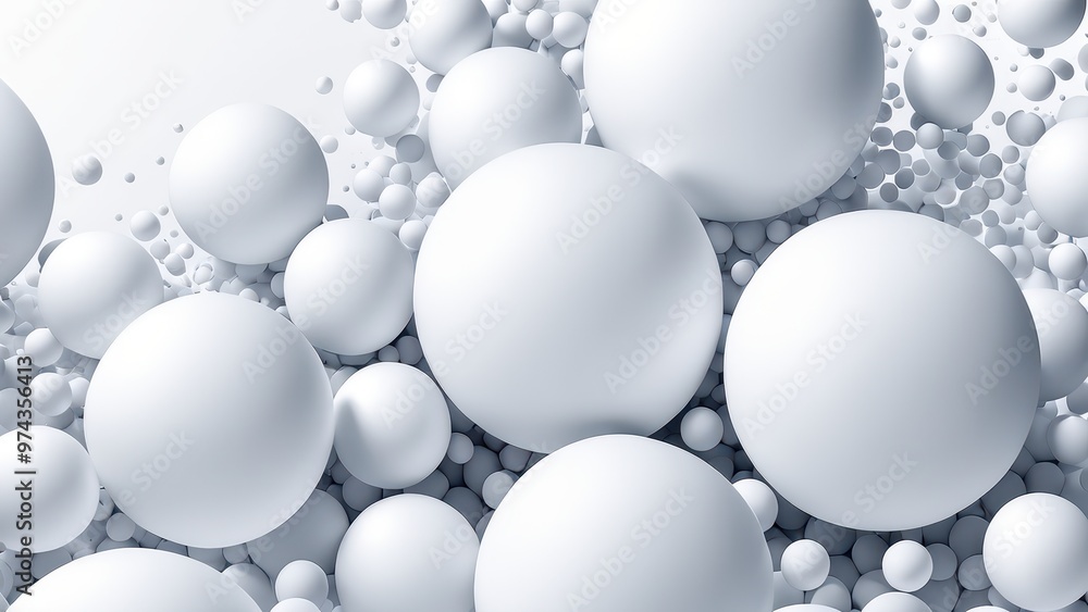 A collection of white spheres of varying sizes, creating a textured, abstract background. A collection of white spheres of varying sizes, creating a textured, abstract background.