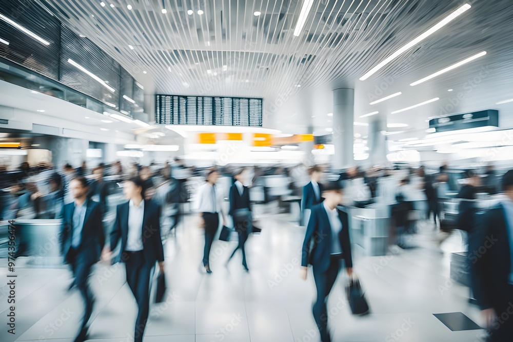 Fototapeta premium blurred business people in a modern corridor.
