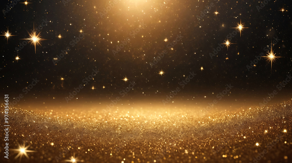 Naklejka premium Gold color shining stars background