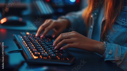 Woman Typing on a Keyboard