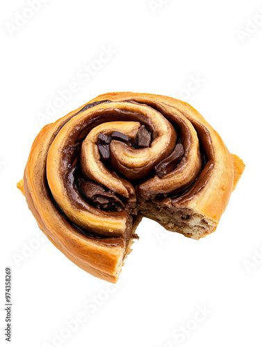 Chocolate cinnamon roll  fast food png isolated on transparent background photo