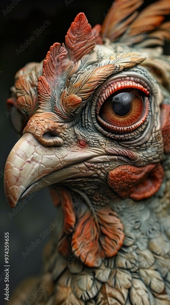 Close-up Portrait of a Sculptural Rooster Close-up Portrait of a Sculptural Rooster
