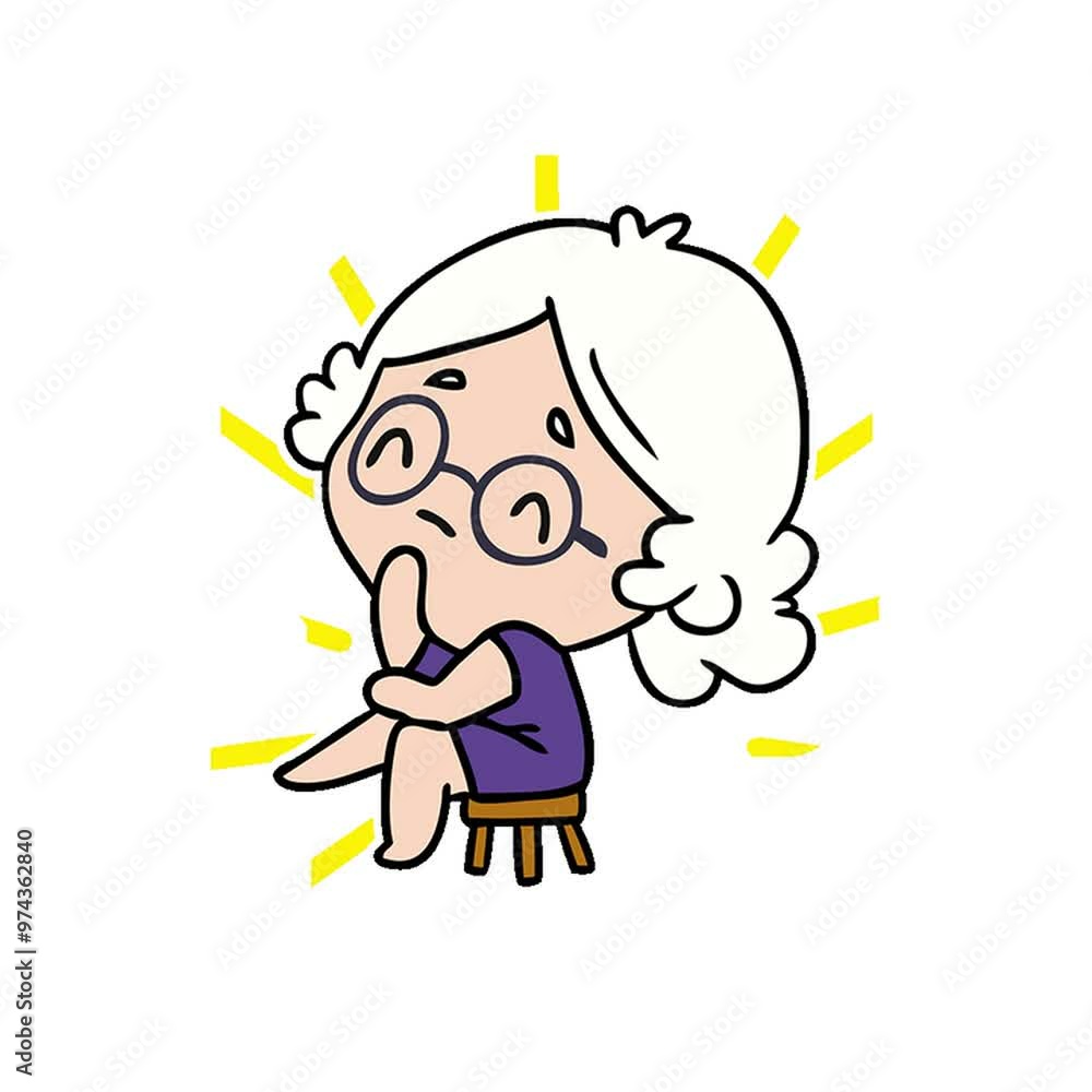 cartoon illustration of a cute kawaii lady thinking cartoon illustration of a cute kawaii lady thinking