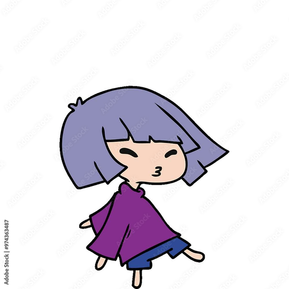 cartoon illustration of a cute kawaii girl cartoon illustration of a cute kawaii girl