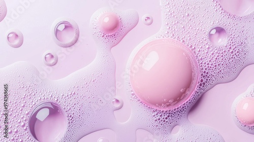 3D rendering animation motion design background wallpaper pink purple abstract meta sphere liquid shape moving deformation transition to meta balls bubbles drops : Stock - 3D render animation motion photo