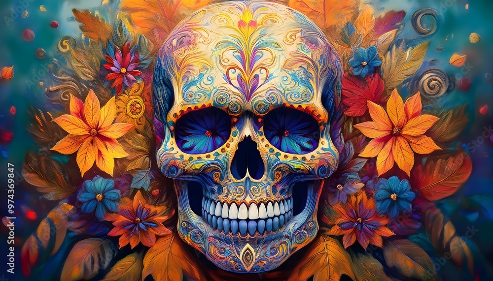 Day of the Dead Makeup with Flowers and Sugar Skull Day of the Dead Makeup with Flowers and Sugar Skull