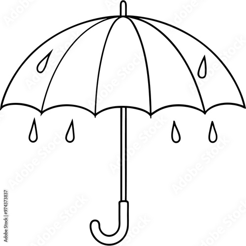 umbrella or rain shield outline coloring book page line art drawing photo