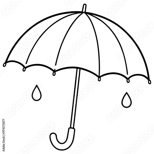 umbrella or rain shield outline coloring book page line art drawing