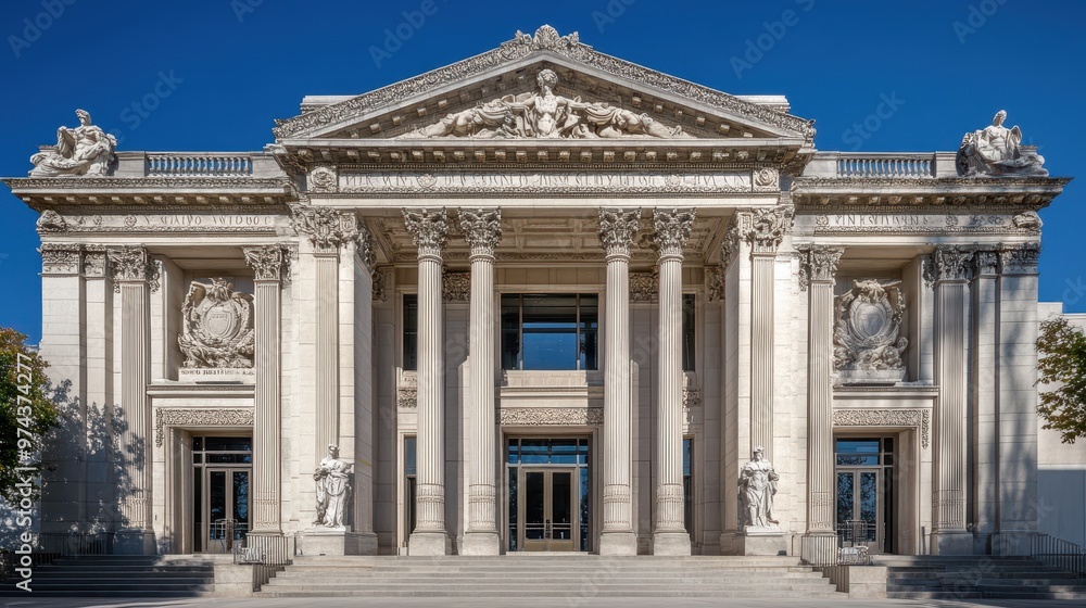 Fototapeta premium Grandiose Neoclassical Architecture: A Majestic Civic Building