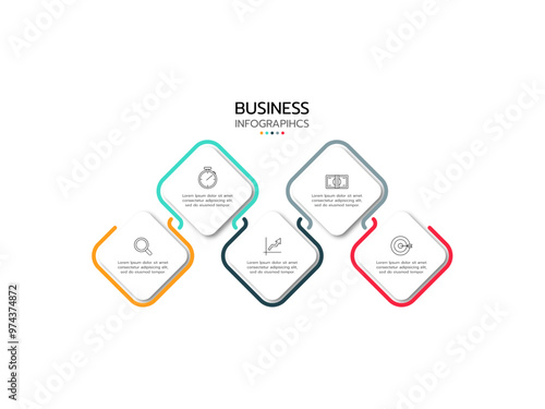 Business data visualization. Process chart. Abstract elements of graph, diagram with 5 steps, options, parts or processes. Vector business template for presentation. Creative concept for infographic.