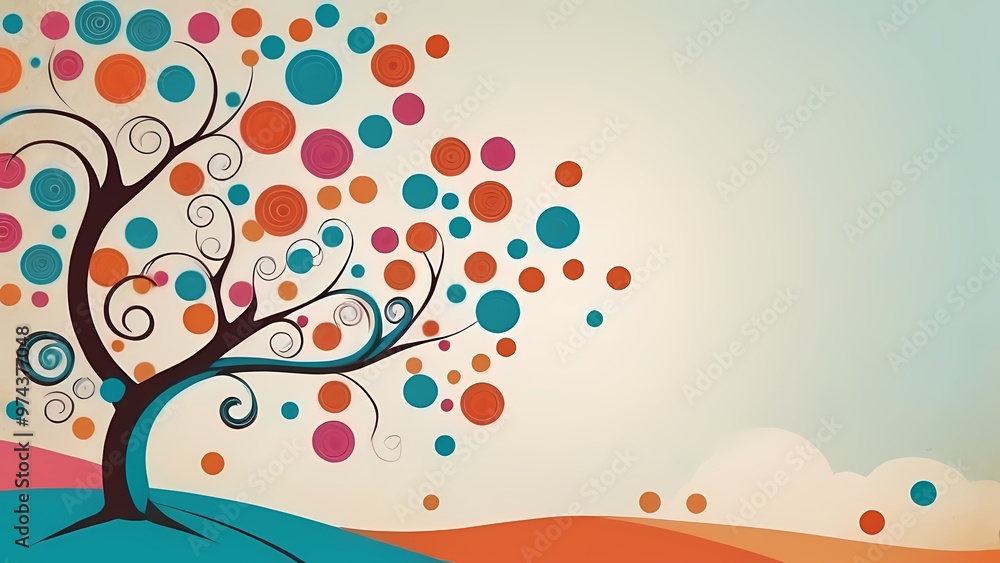 Illustration of cartoon season floral background design Illustration of cartoon season floral background design