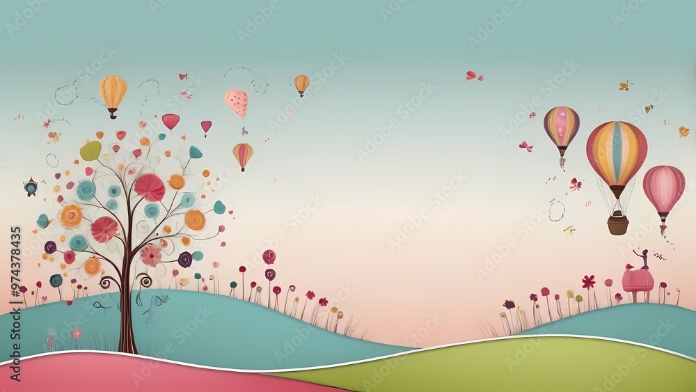 Illustration of cartoon season floral background design Illustration of cartoon season floral background design