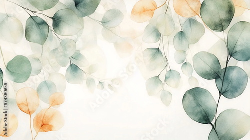 Wedding invitation, greeting cards. Leaves Frame. Watercolor wallpeer, illustration isolated on white. Greenery clipart. green herbs, abstract background 