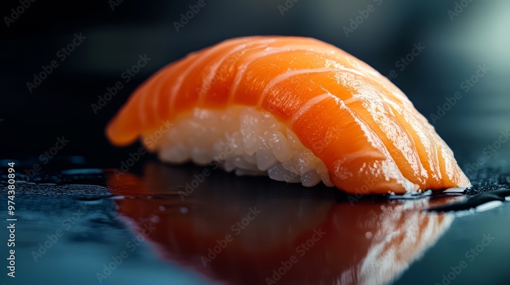 Mouthwatering Photography of Sushi on Sleek Black Background. Stock Photographic Image Mouthwatering Photography of Sushi on Sleek Black Background. Stock Photographic Image
