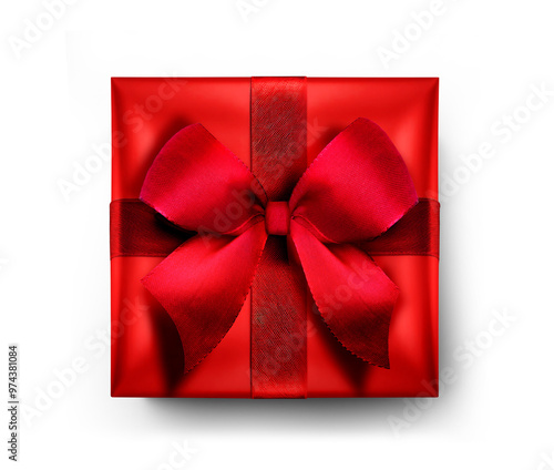 Rotes Geschenk mit Schleife vor Rotem Hintergrund