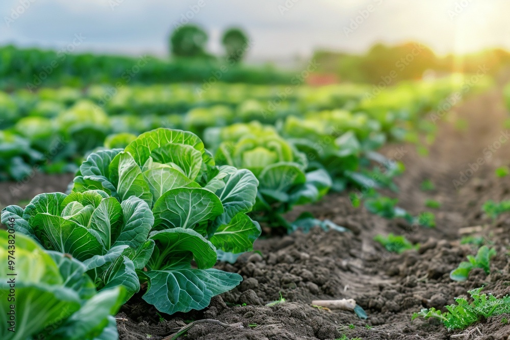 Fresh Cabbage Field at Sunrise Fresh Cabbage Field at Sunrise