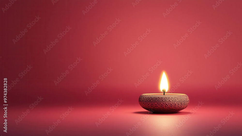 Closeup of a single diya lamp with intricate patterns, 3D illustration Closeup of a single diya lamp with intricate patterns, 3D illustration