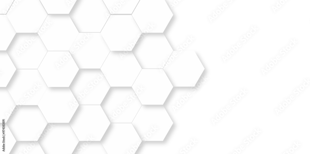 Honeycomb geometric white grid emboss hexagonal background. Vector abstract 3d white hexagon realistic mesh web cell hexagon honeycomb texture. Honeycomb geometric white grid emboss hexagonal background. Vector abstract 3d white hexagon realistic mesh web cell hexagon honeycomb texture.