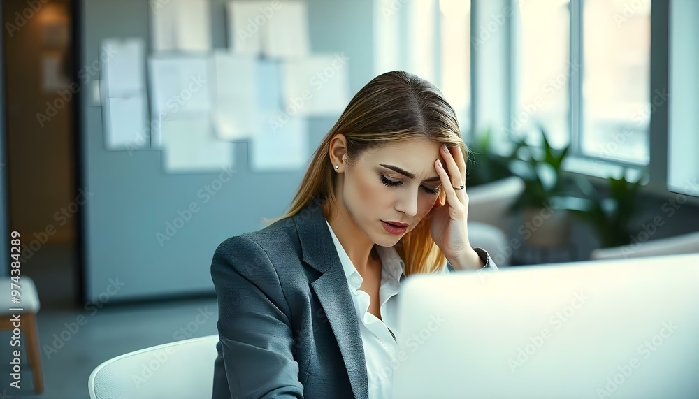 Fototapeta premium beautiful young woman headache pain