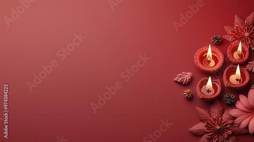 Festive Diwali banner with intricate rangoli and diyas, 3D illustration photo