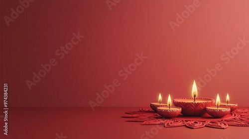 Festive Diwali banner with intricate rangoli and diyas, 3D illustration