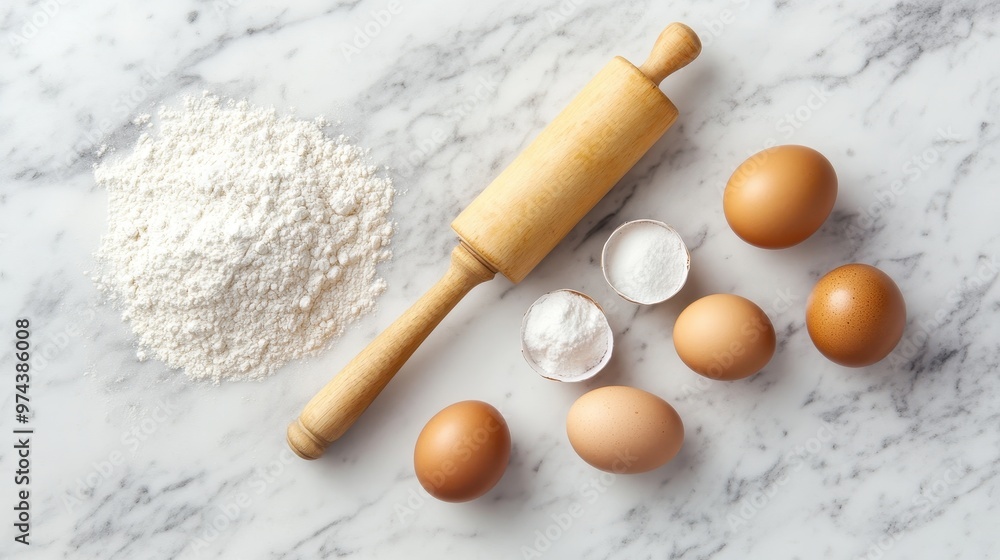 Baking Essentials on Marble Counter Baking Essentials on Marble Counter