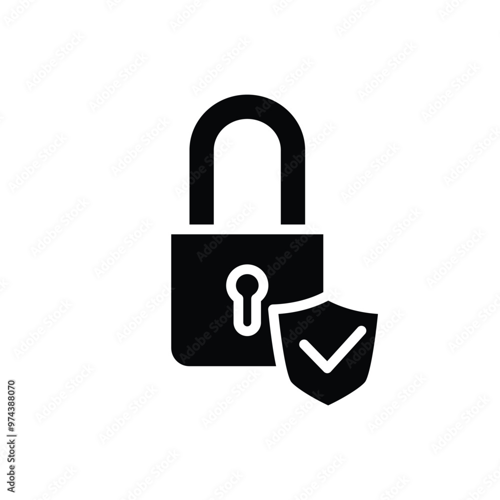 pad lock and shield solid icon vector design good for web or mobile app pad lock and shield solid icon vector design good for web or mobile app